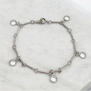 KJL Kenneth Jay Lane Silver Crystal Station Bracelet 7.50”